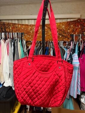 Vera Bradley Solid Red Quilted Cotton Large Vera Tote Bag - Classic Red